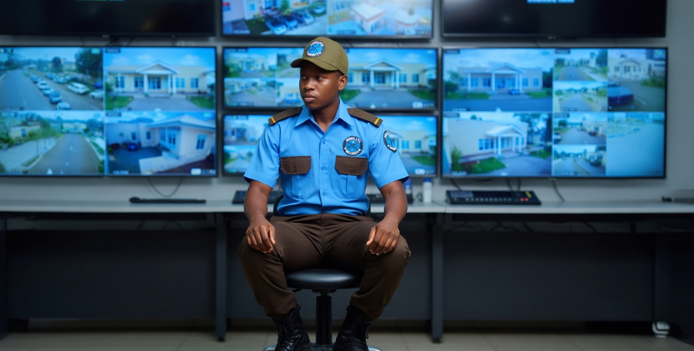 Resolute Security officer monitoring CCTV screens